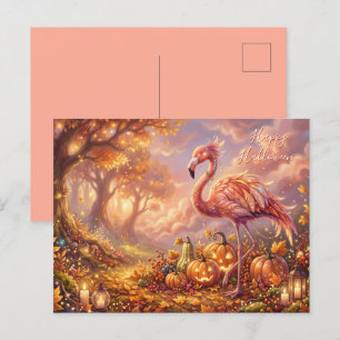 Cartão Postal De Festividades Fantasia de Halloween do Flamingo Tropical