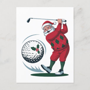 Cartão Postal De Festividades Fantasia Fantasma Golf Tocando Papai Noel