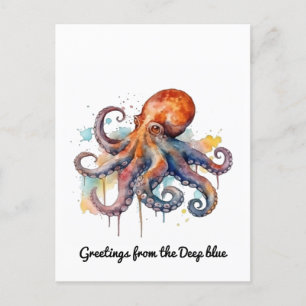 Cartão Postal De Festividades Fantasia Oceânica: Polvo Colorido