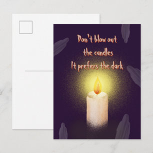 Cartão Postal De Festividades Fantasma Assustador & Vela de Halloween