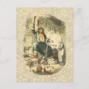 Cartão Postal De Festividades Fantasma do Natal Presente e Ebenezer Scrooge