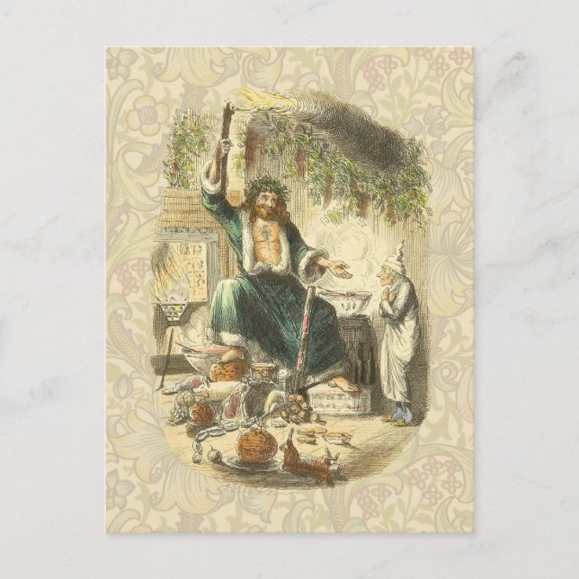 Cartão Postal De Festividades Fantasma do Natal Presente Scrooge (Frente)