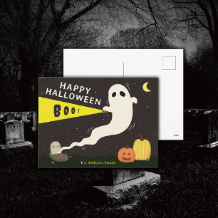 Cartão Postal De Festividades Fantasma Feliz Halloween Personalizado