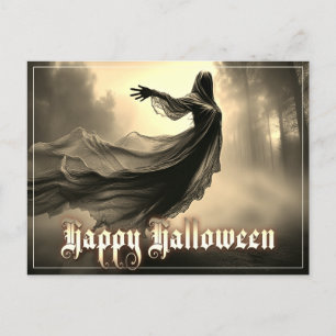 Cartão Postal De Festividades Fantasma Feminino Negro no Inferno - Halloween