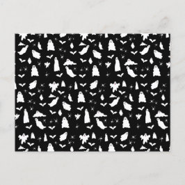 Cartão Postal De Festividades Fantasma, Morcegos e Aranhas, Padrão de Halloween
