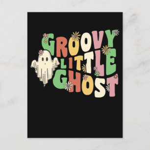 Cartão Postal De Festividades Fantasma Pequenino Groovy Com Flores Vintage No Ha