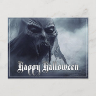 Cartão Postal De Festividades Fantasma preto em uma paisagem infernal - Hallowee