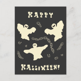 Cartão Postal De Festividades Fantasmas Cremosos - Feliz Halloween!