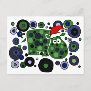 Cartão Postal De Festividades Fantástico Abstrato de Arte de Natal do Hippo