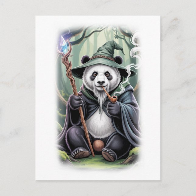 Cartão Postal De Festividades Fantasy Movie Wizard Character on a White (Frente)