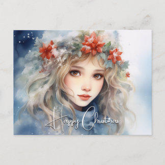 Cartão Postal De Festividades Fantasy Winter Fairy Christmas