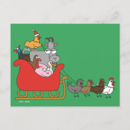 Cartão Postal De Festividades Farm Christmas Postcards