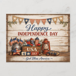 Cartão Postal De Festividades Farmhouse Americana Independence Day