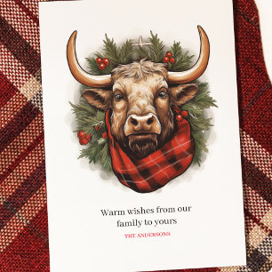 Cartão Postal De Festividades Farmhouse Rustic Red Buffalo Xadrez