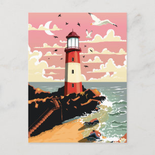 Cartão Postal De Festividades Farol Antigo