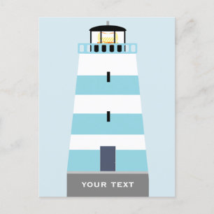 Cartão Postal De Festividades Farol Branco e Azul Alto Personalizado