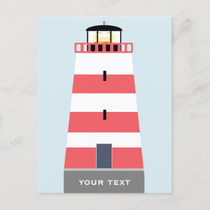 Cartão Postal De Festividades Farol Branco e Vermelho Alto Personalizado