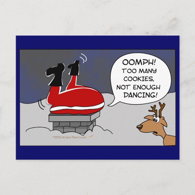 Cartão Postal De Festividades Fat Stuck Papais noeis Engraçados Cartografia de d (Frente)
