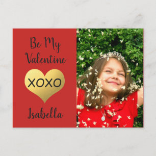 Cartão Postal De Festividades Faux gold foil heart xoxo photo