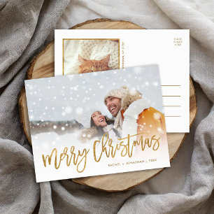 Cartão Postal De Festividades Faux Gold Foil Merry Christmas Overlay