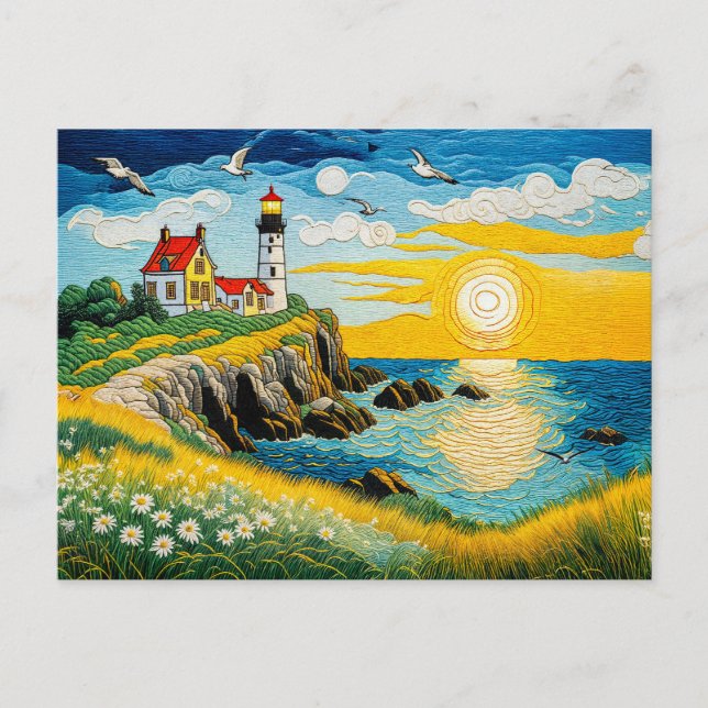 Cartão Postal De Festividades Fazenda Costeira Serene pelo Mar (Frente)