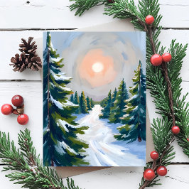 Cartão Postal De Festividades Fazenda de Árvore de Natal Aquarela