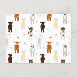 Cartão Postal De Festividades Fazenda de Cabras Fofas Animais