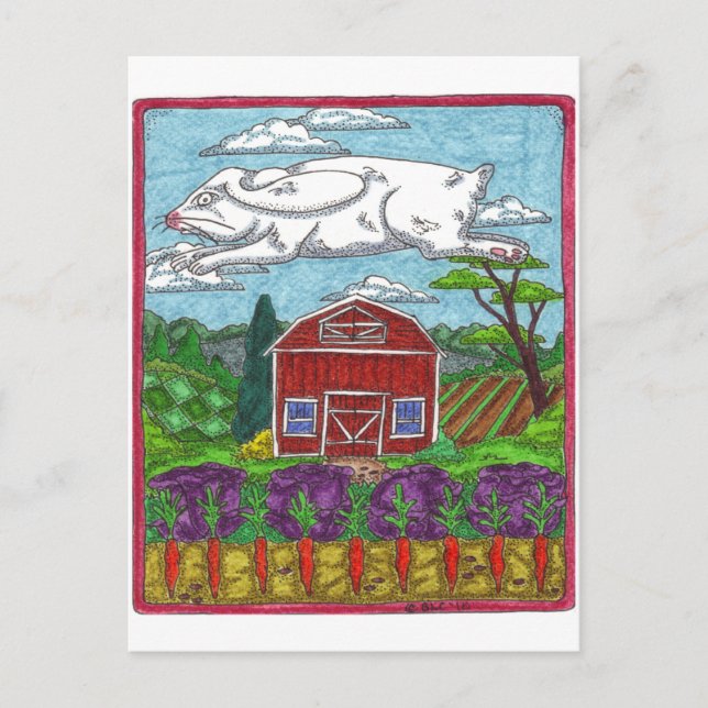 Cartão Postal De Festividades Fazenda do coelho páscoa (Frente)