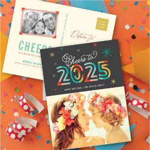Cartão Postal De Festividades Felicidades coloridas para o Feliz ano novo 2022 S
