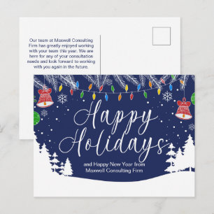 Cartão Postal De Festividades Felicidades Empresariais Natalícias Azul Festivo P