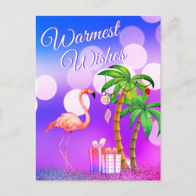Cartão Postal De Festividades Felicidades mais calorosas de Flamingo Tropical Be (Frente)