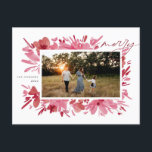 Cartão Postal De Festividades Feliz<br><div class="desc">design de Natal floral com feliz abstrato vermelho</div>