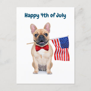 Cartão Postal De Festividades Feliz 4 de julho, Bulldog Francês