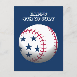 Cartão Postal De Festividades Feliz 4 de julho de Baseball