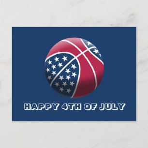 Cartão Postal De Festividades Feliz 4 de julho de basquete