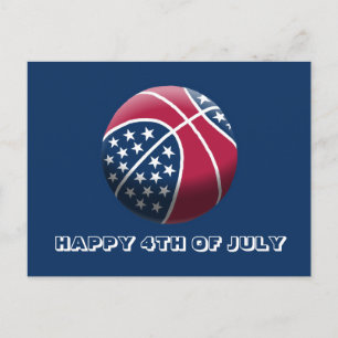 Cartão Postal De Festividades Feliz 4 de julho de basquete
