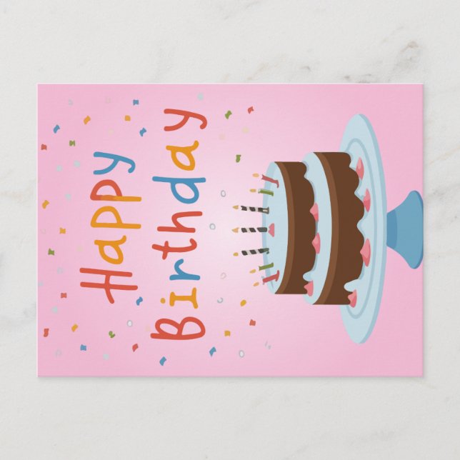 Cartão Postal De Festividades Feliz aniversário (Frente)