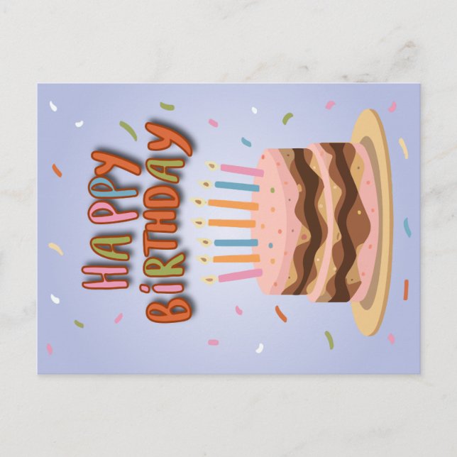 Cartão Postal De Festividades Feliz aniversário (Frente)