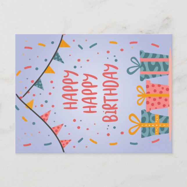 Cartão Postal De Festividades Feliz aniversário (Frente)