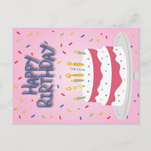 Cartão Postal De Festividades Feliz aniversário (Frente)