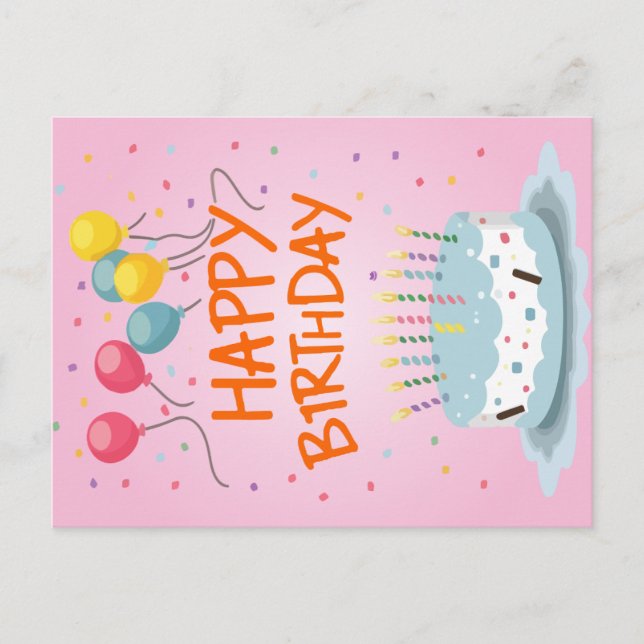 Cartão Postal De Festividades Feliz aniversário (Frente)