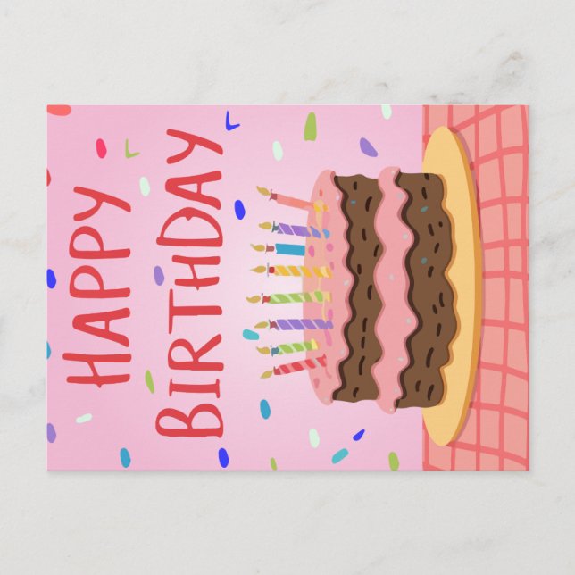 Cartão Postal De Festividades Feliz aniversário (Frente)