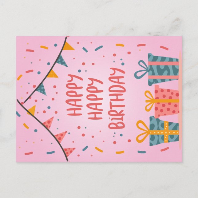 Cartão Postal De Festividades Feliz aniversário (Frente)