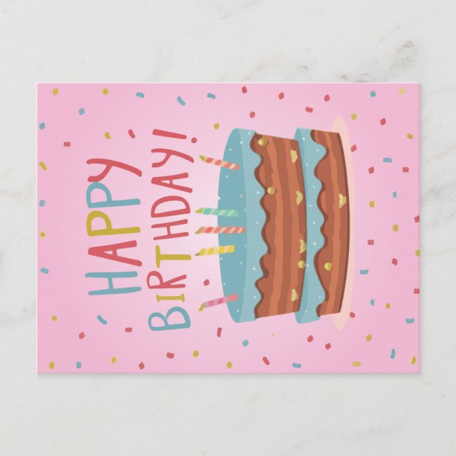 Cartão Postal De Festividades Feliz aniversário (Frente)