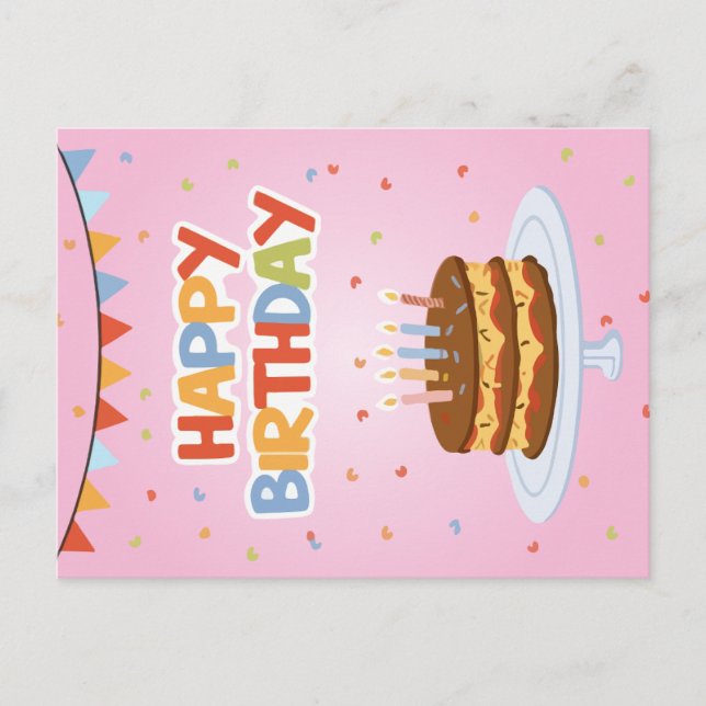 Cartão Postal De Festividades Feliz aniversário (Frente)