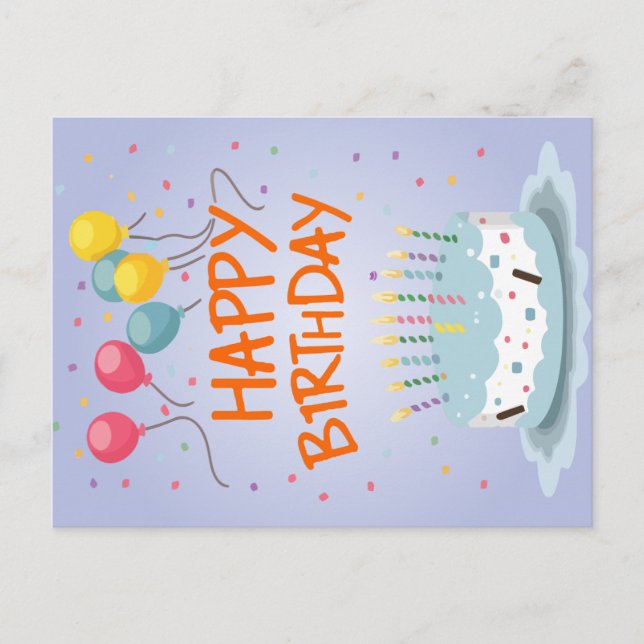 Cartão Postal De Festividades Feliz aniversário (Frente)