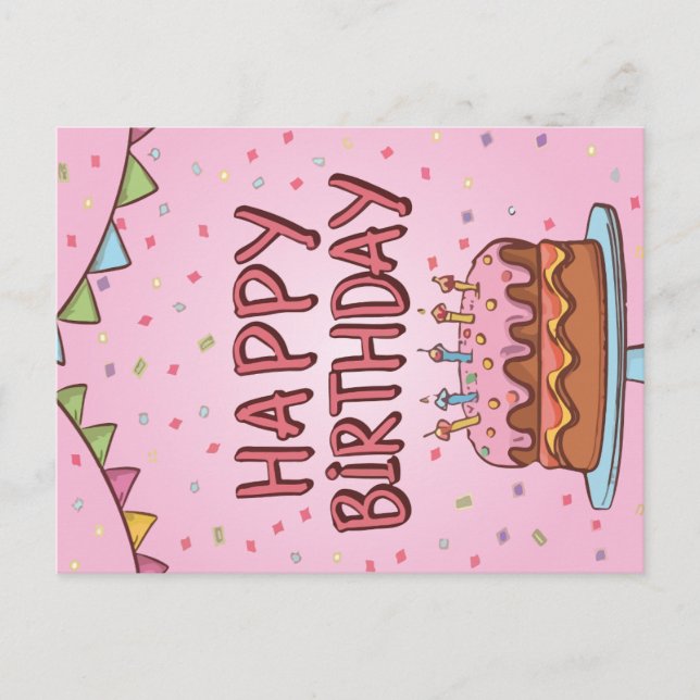 Cartão Postal De Festividades Feliz aniversário (Frente)