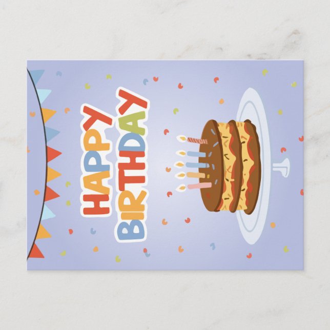 Cartão Postal De Festividades Feliz aniversário (Frente)