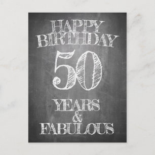 Cartão Postal De Festividades Feliz Aniversário - 50 Anos & Fabuloso