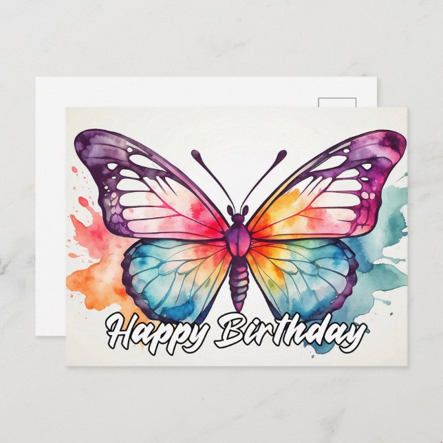 Cartão Postal De Festividades Feliz Aniversário Artístico Aniversário de Arte de (Frente/Verso)